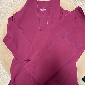 Mandala Burgundy jacket and jogger scrub set